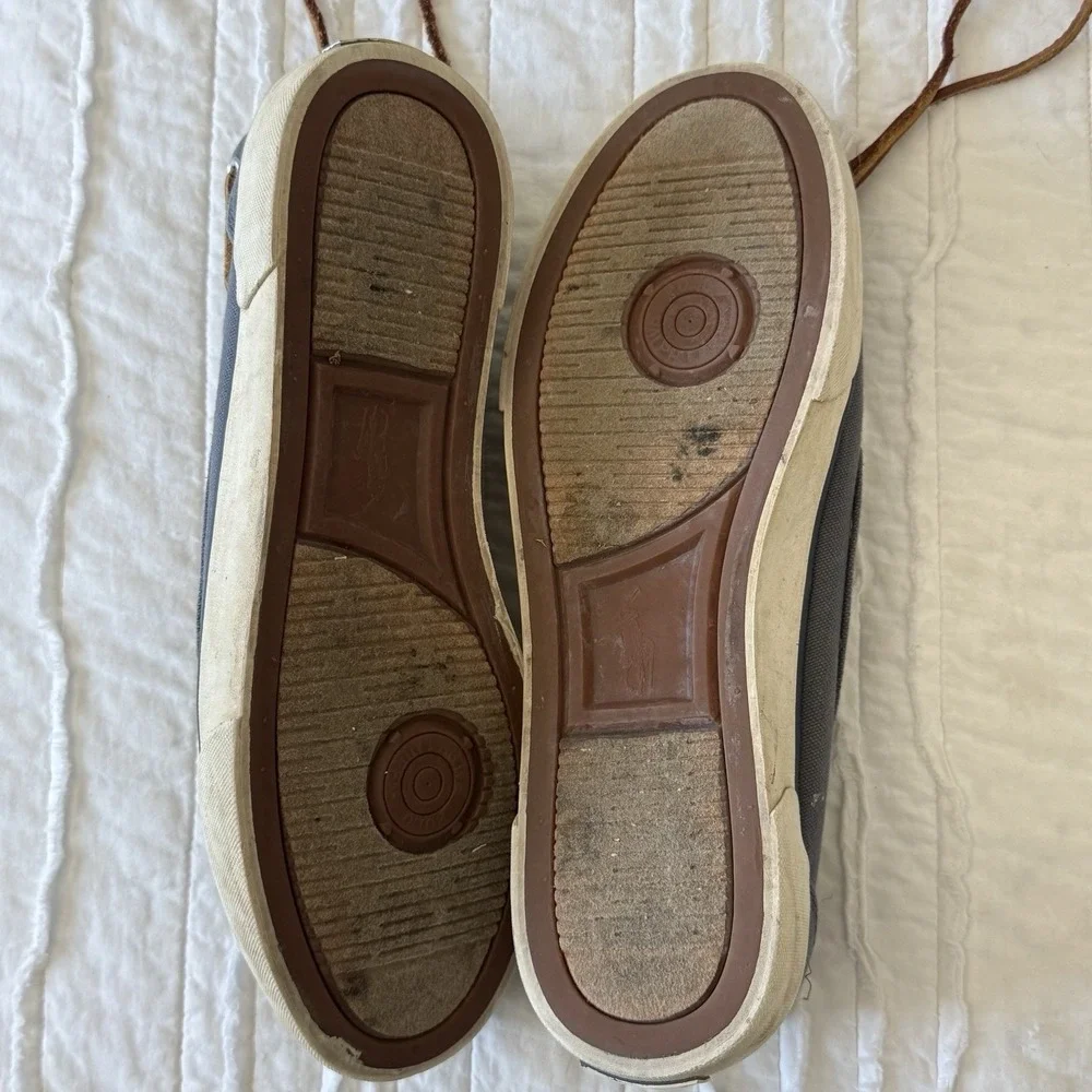 Ralph Lauren Polo Mens 10D Canvas Shoes‎ Leather Laces Boat Nautical Preppy